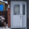 White-modern-front-door-with-sidelight-installation-Richmond-Hill