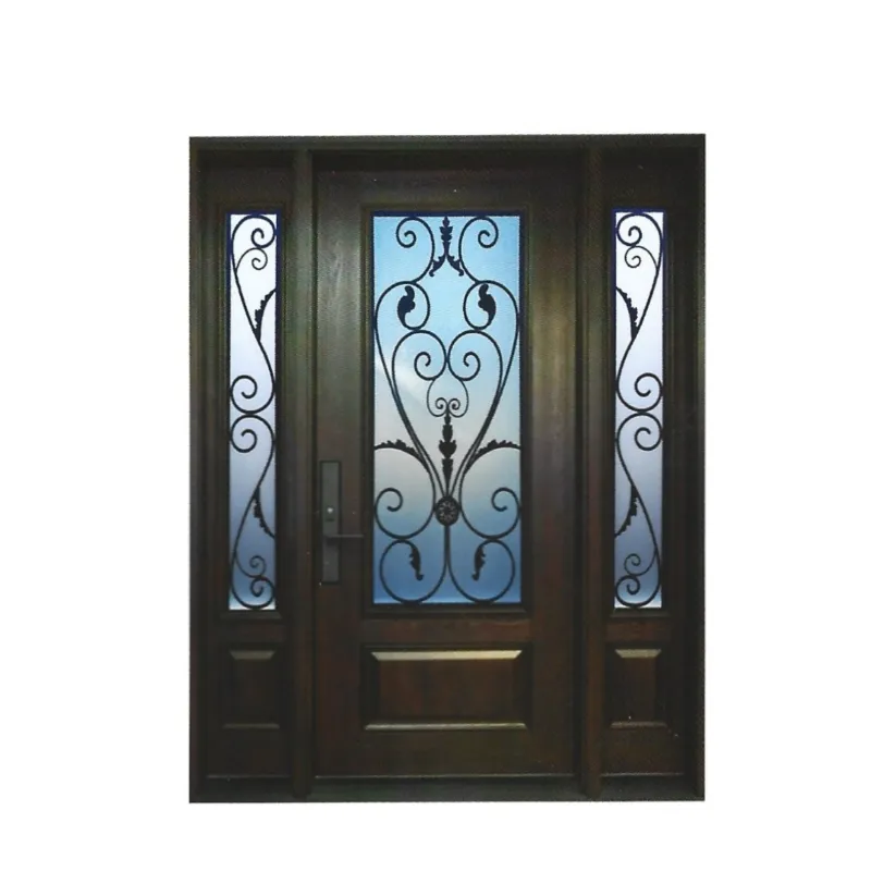 W3 Miliano 1 Wrought Iron Entry Door - Maximum Privacy Sandblasted Glass for GTA Homes