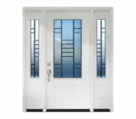 W4 Modexa Modern Wrought Iron Entry Door - Maximum Privacy Sandblasted Glass for GTA Homes