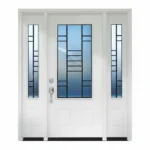 W4 Modexa Modern Wrought Iron Entry Door - Maximum Privacy Sandblasted Glass for GTA Homes