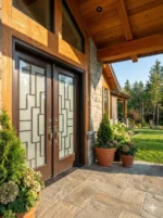 W21 Maze | Modern Wrought Iron Entry Door | Acid Etched Glass & Absolute Privacy - 图片 2