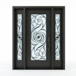 W9 Martina Ornate Wrought Iron Entry Door - Maximum Privacy Sandblasted Glass for GTA Homes