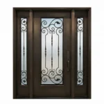 W10 Royalton Wrought Iron Entry Door with Sandblasted Glass