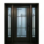 W8 Millenia Modern Wrought Iron Entry Door - Maximum Privacy Sandblasted Glass for GTA Homes