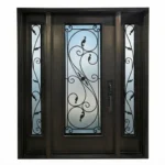 W11 Serafina Ornate Wrought Iron Entry Door - Maximum Privacy Sandblasted Glass for GTA Homes