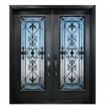 W12 Valentino Ornate Wrought Iron Entry Door - Maximum Privacy Acid Etched Glass for GTA Homes