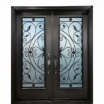 W13 Julietta Ornate Wrought Iron Entry Door - Maximum Privacy Sandblasted Glass for GTA Homes