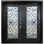 W14 Palazzo Luxury Wrought Iron Entry Door - Maximum Privacy Sandblasted Glass for GTA Homes