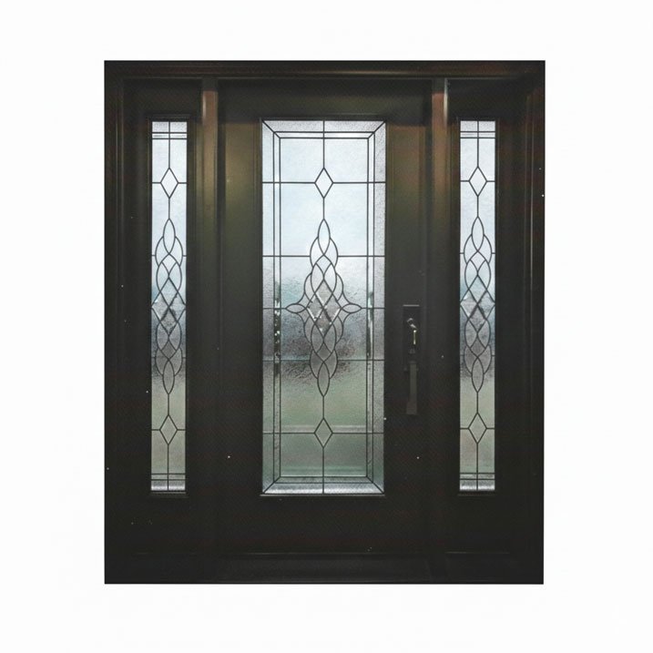 D36 Erie Decorative Glass Entry Door - Zinc Caming Design for GTA Homes
