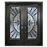 W15 Chieftain Ornate Wrought Iron Entry Door - Maximum Privacy Acid Etched Glass for GTA Homes