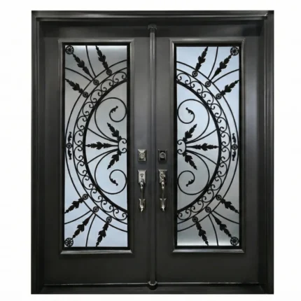 W15 Chieftain Ornate Wrought Iron Entry Door - Maximum Privacy Acid Etched Glass for GTA Homes