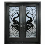 W17 Elephant Luxury Wrought Iron Entry Door - Maximum Privacy Acid Etched Glass for GTA Homes
