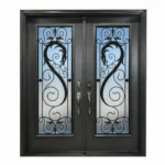 W19 Dragon Luxury Wrought Iron Entry Door - Maximum Privacy Acid Etched Glass for GTA Homes