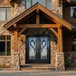 W19 Dragon Luxury Wrought Iron Entry Door - Maximum Privacy Acid Etched Glass for GTA Homes