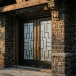 W21 Maze | Modern Wrought Iron Entry Door | Acid Etched Glass & Absolute Privacy - 图片 3