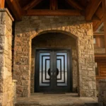 W22 Palace | Modern Wrought Iron Entry Door | Acid Etched Glass & Absolute Privacy - 图片 4