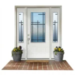 W8 Millenia | Modern Wrought Iron Entry Door | Sandblasted Glass & Absolute Privacy - 图片 2
