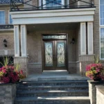 W11 Serafina | Ornate Wrought Iron Entry Door | Sandblasted Glass & Absolute Privacy - 图片 3