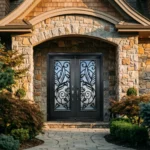 W20 Peacock | Luxury Wrought Iron Entry Door | Acid Etched Glass & Absolute Privacy - 图片 2