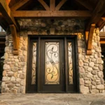 W11 Serafina | Ornate Wrought Iron Entry Door | Sandblasted Glass & Absolute Privacy - 图片 4