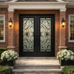 W13 Julietta | Ornate Wrought Iron Entry Door | Sandblasted Glass & Absolute Privacy - 图片 3
