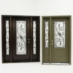 W11 Serafina | Ornate Wrought Iron Entry Door | Sandblasted Glass & Absolute Privacy - 图片 2