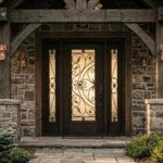 W13 Julietta | Ornate Wrought Iron Entry Door | Sandblasted Glass & Absolute Privacy - 图片 4