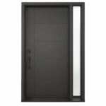 F42 fiberglass entry door with right sidelite and modern horizontal panel design