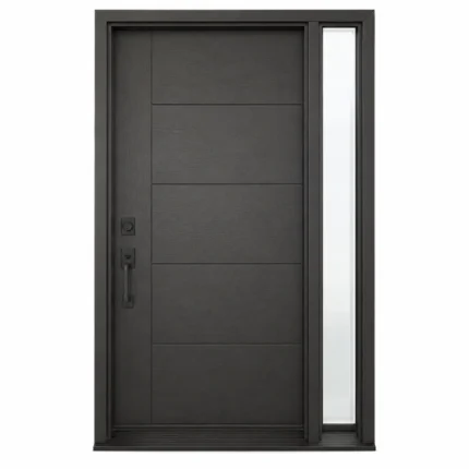 F42 fiberglass entry door with right sidelite and modern horizontal panel design