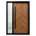 F38 fiberglass entry door with left sidelite and chevron pattern