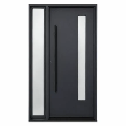 F36 fiberglass entry door with left sidelite and slim vertical glass insert