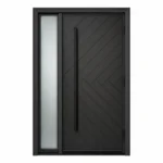 F34 fiberglass entry door with left sidelite and chevron pattern
