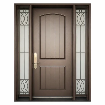 F53 fiberglass entry door with decorative sidelites and classic raised panel design