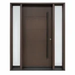 F33 fiberglass entry door with double sidelites and horizontal panel design