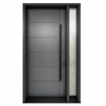 F32 fiberglass entry door with right sidelite and horizontal panel design