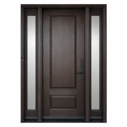 F29 fiberglass entry door with double sidelites and raised panel design