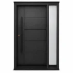 F52 fiberglass entry door with modern horizontal panels and right sidelite