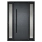 F50 fiberglass entry door with modern horizontal panels and double sidelites