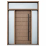 F37 fiberglass entry door with double sidelites and top transom window