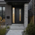 F36 modern fiberglass entry door with left sidelite installed on a Canadian home entrance