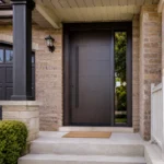 F31 fiberglass entry door with right sidelite installed on a Canadian home entrance