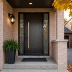 F30 fiberglass entry door with double sidelites installed on a Canadian home entrance