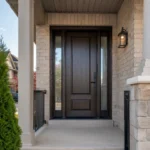 F29 fiberglass entry door with double sidelites installed on a Canadian home entrance