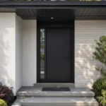 F28 fiberglass entry door with left sidelite installed on a Canadian home entrance
