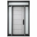 F45 fiberglass entry door with double sidelites and top transom window