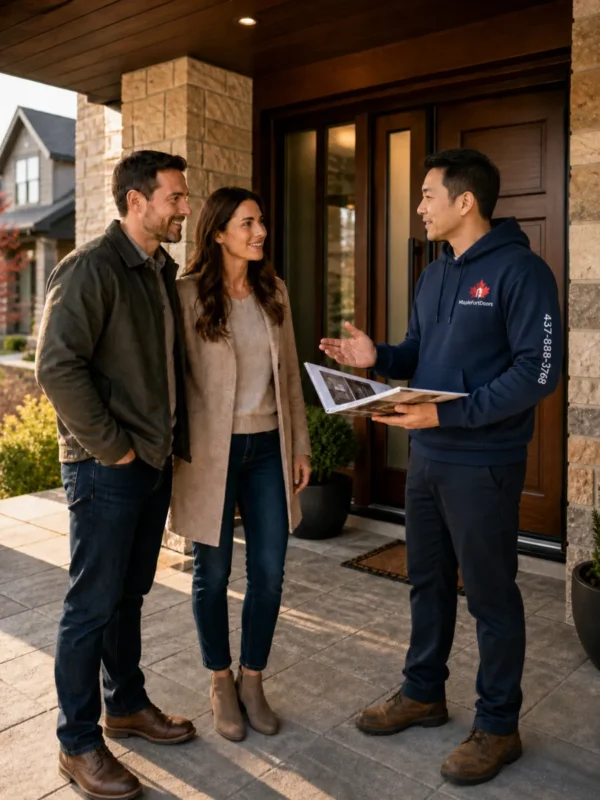 MapleFort Doors specialist consulting with homeowners about entry door replacement in the GTA