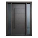 F20 fiberglass entry door with double sidelites and long pull handle