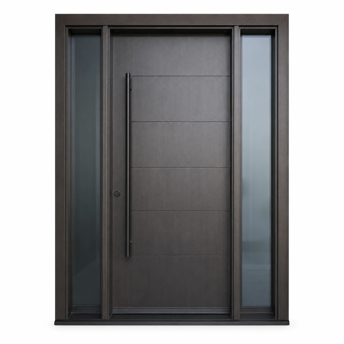 主图 F20 fiberglass entry door with double sidelites and long pull handle