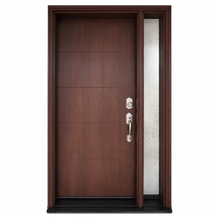 F19 fiberglass entry door with right sidelite and horizontal panel design