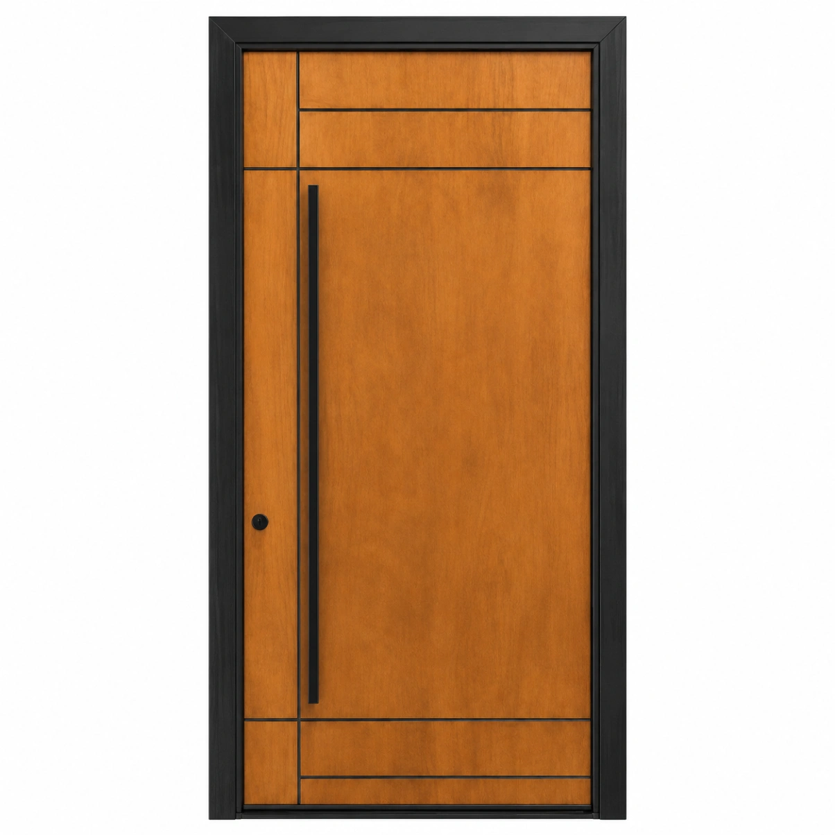 主图 F17 fiberglass entry door with woodgrain finish and long pull handle